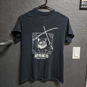 Demon Slayer Inosuke Hashibira Graphic T-Shirt Black Small Anime Manga Tee